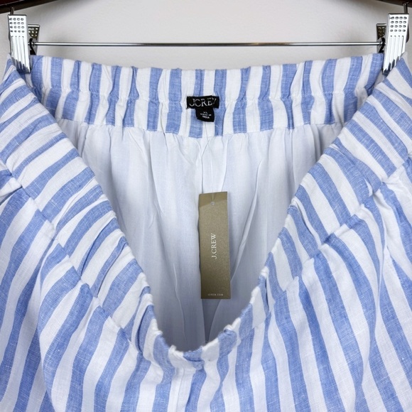 J. Crew Tropez High Rise Lightweight Linen Striped Shorts White Blue Size XL NWT - Picture 3 of 5